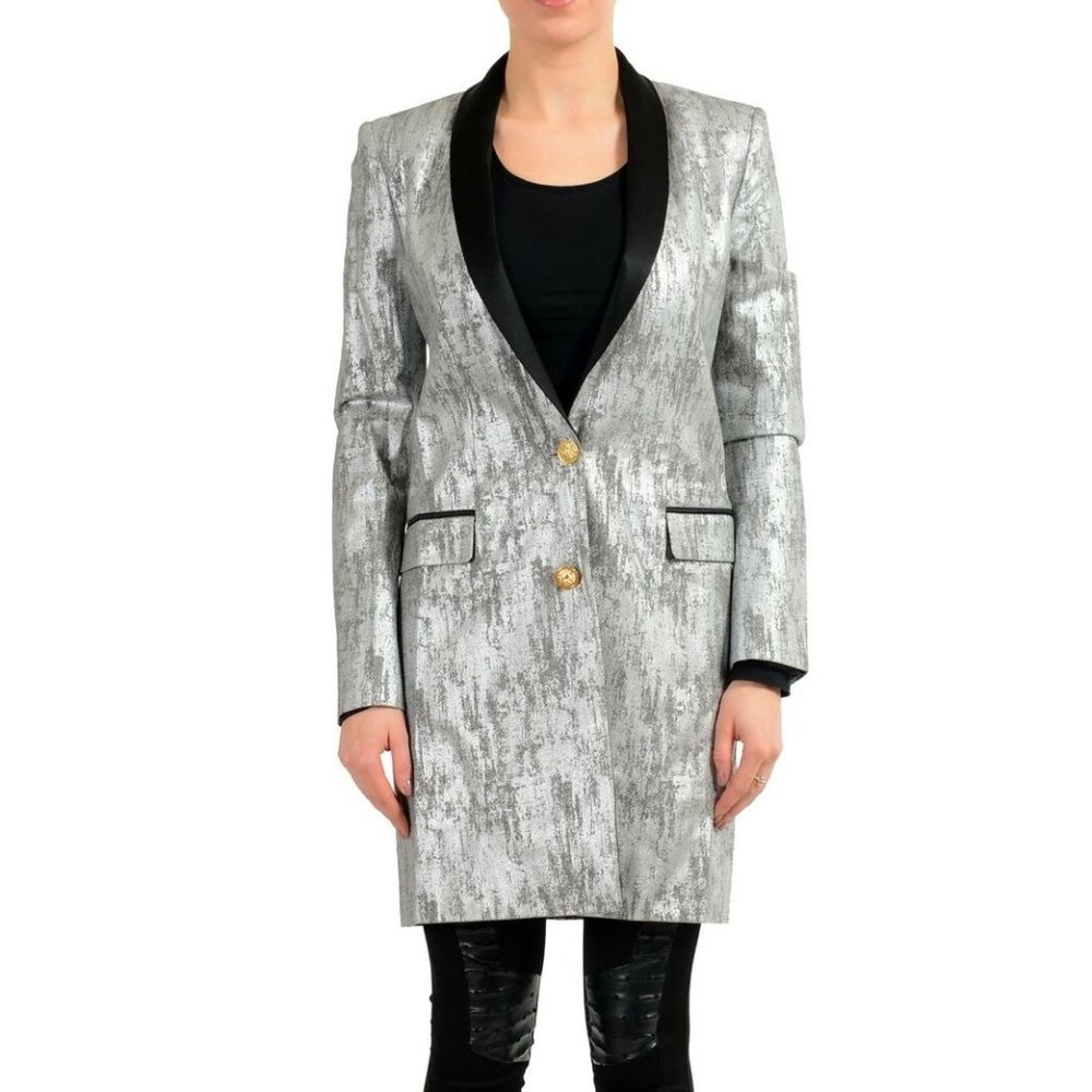 Versace Versus Silver Black Women's Blazer Coat
